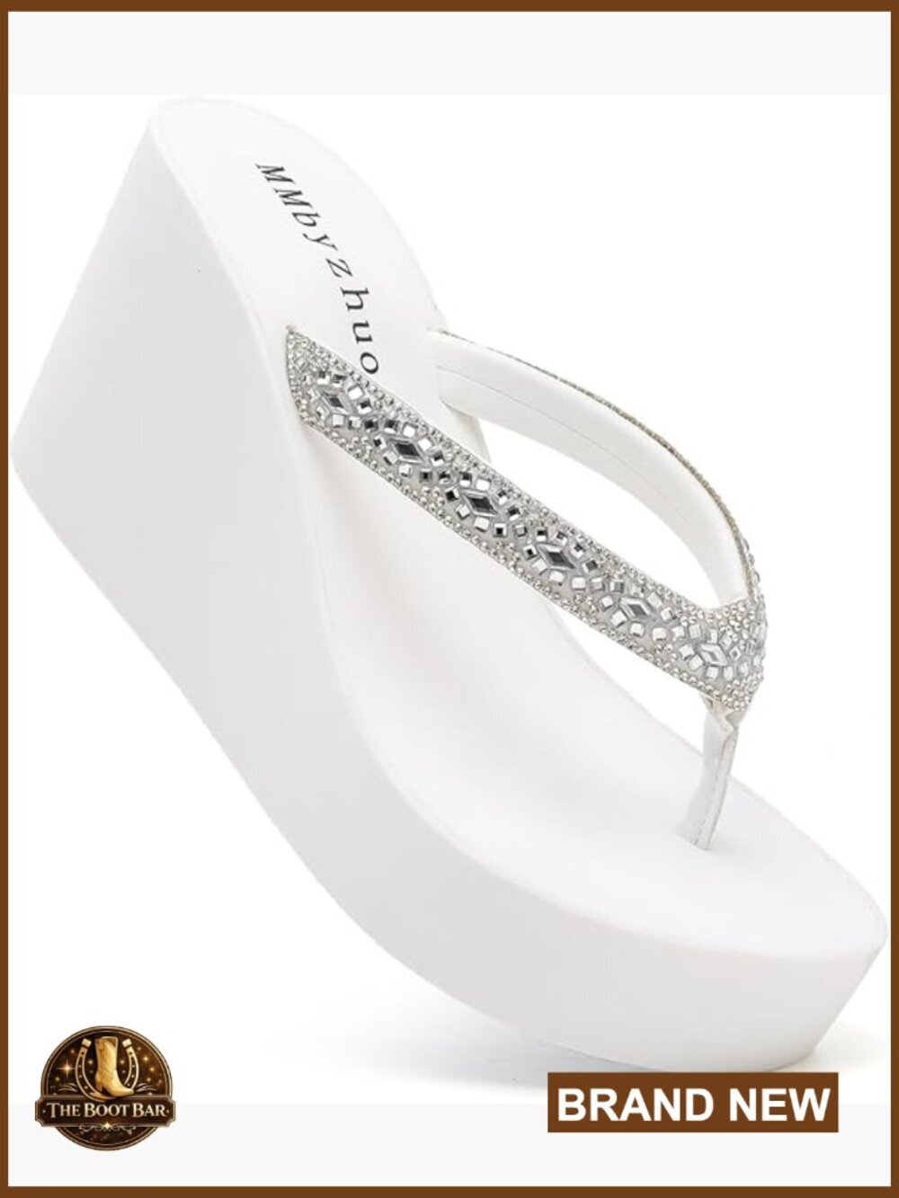 Wedge Sandals Platform Flip Flops Rhinestone Heels Women Wedding Shoes